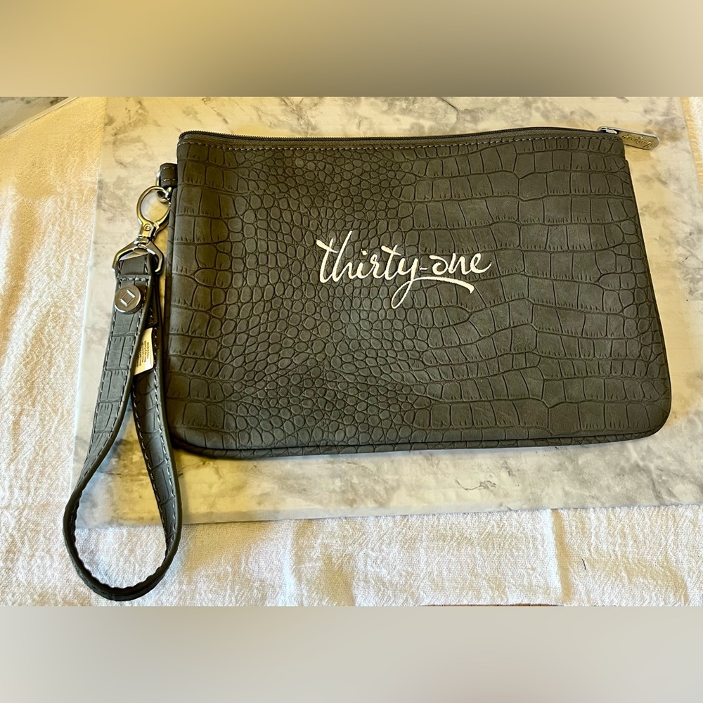 Thirty One Rubi Mini Purse Handbag Gray pebble
